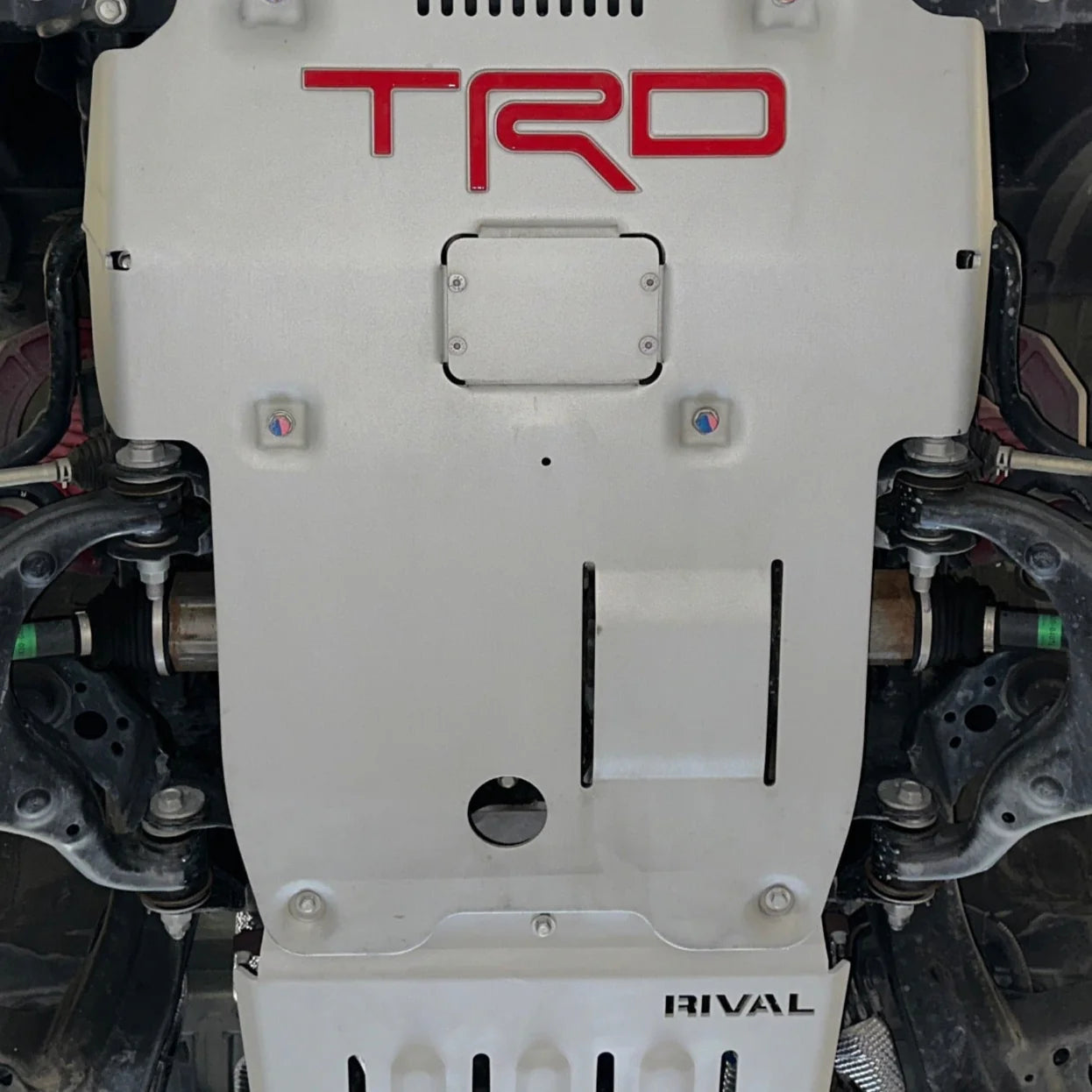 RIVAL Aluminum Transmission Catalytic Converter Skid Plate Toyota Tacoma 3Gen 4WD 2016-2023 Compatible with TRD Skid Plate