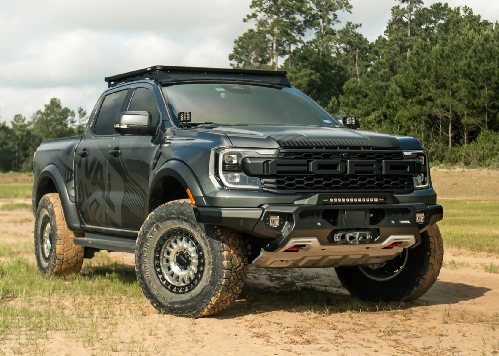 RIVAL Front Aluminum Bumper 2024-2025 Ford Ranger Raptor U.S. with Winch Mount and Recovery Points - 0
