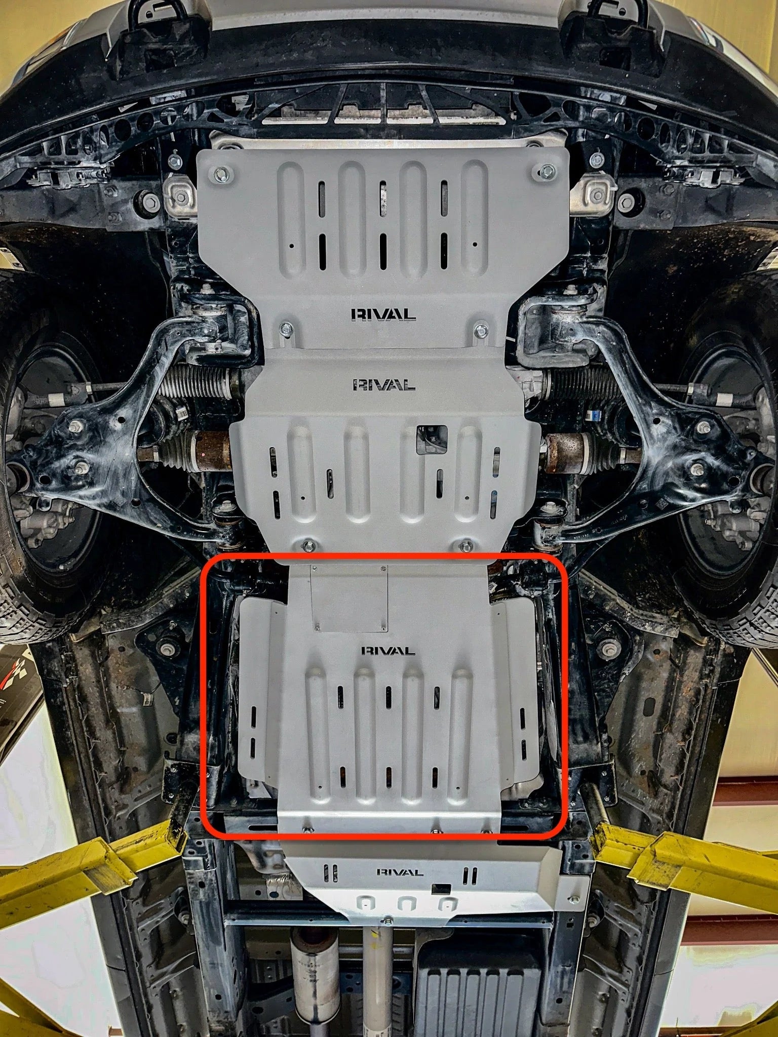 RIVAL Aluminum Transmission Catalytic Converter Skid Plate 2015-2025 Ford F-150 EcoBoost V8 except PowerBoost - 0