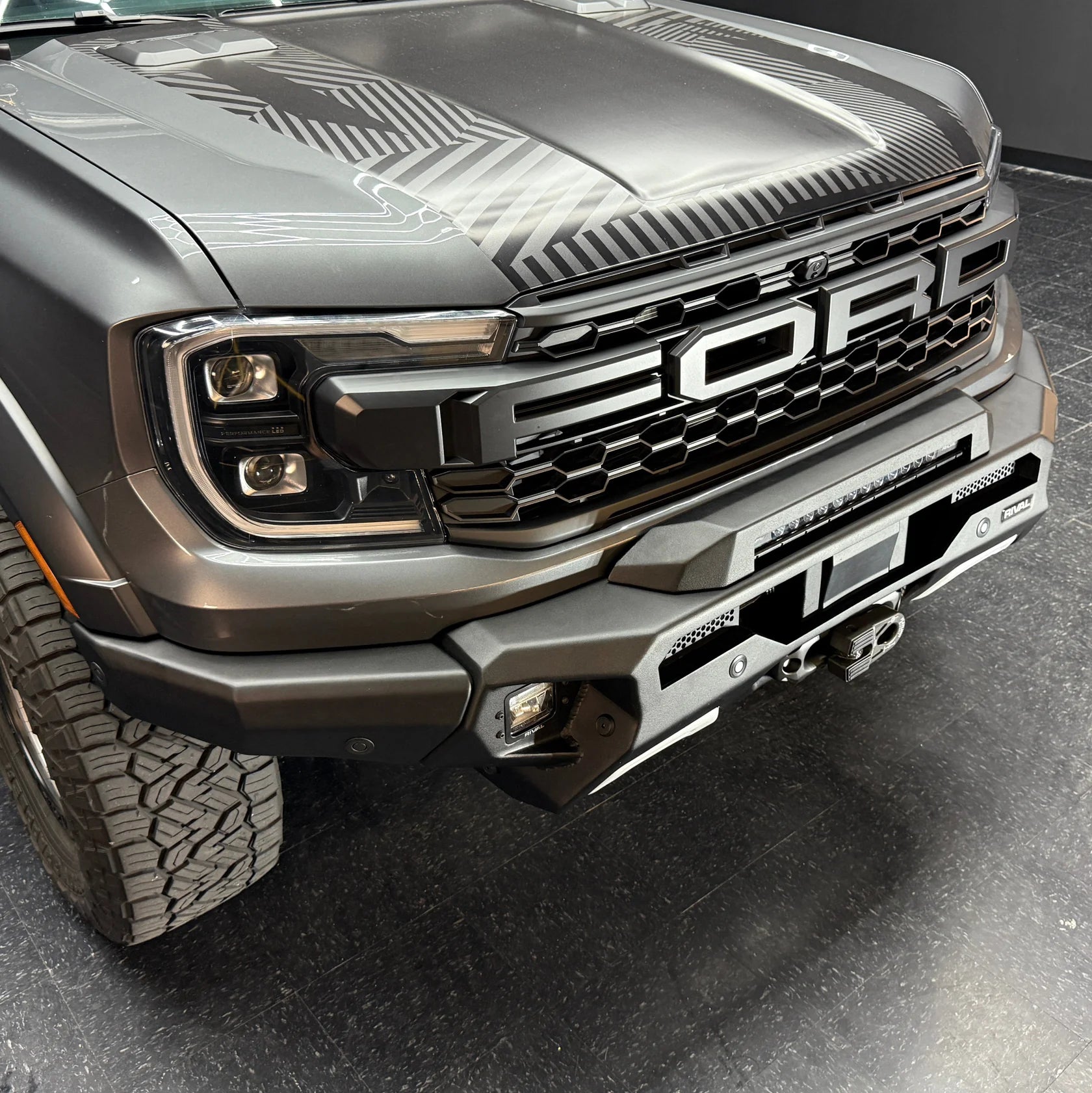RIVAL Front Aluminum Bumper 2024-2025 Ford Ranger Raptor U.S. with Winch Mount and Recovery Points