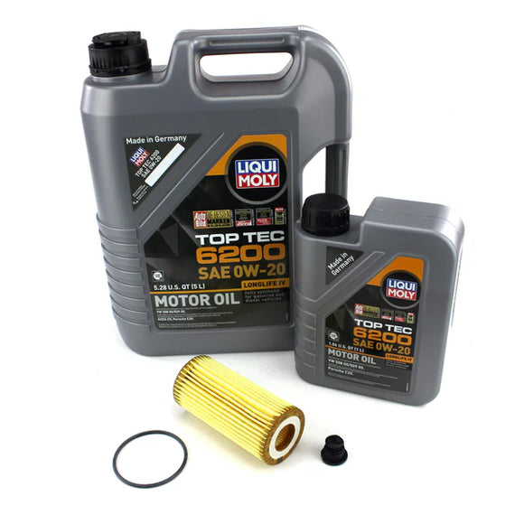 Oil Service Kit Liqui Moly TOP TEC 6200 0W-20 Motor Oil - VW/Audi 2.0T Gen3B / EVO4 / Mk8 GTI & Golf R / Mk7 GLI & More