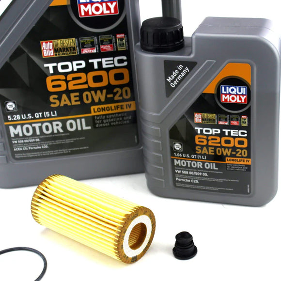 Oil Service Kit Liqui Moly TOP TEC 6200 0W-20 Motor Oil - VW/Audi 2.0T Gen3B / EVO4 / Mk8 GTI & Golf R / Mk7 GLI & More