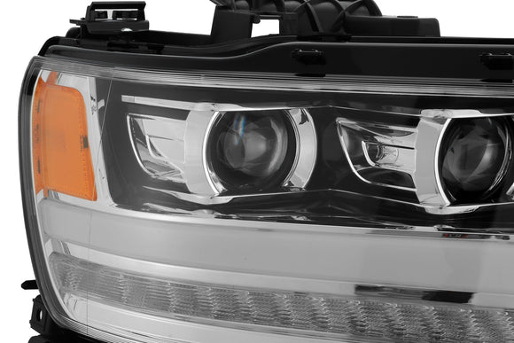 AlphaRex 19-20 Ram 1500HD PRO-Series Proj Headlight Plnk Styl Chrm w/Activ Light/Seq Signal/Plnk DRL