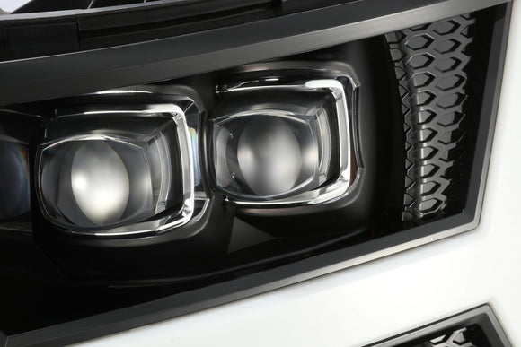 AlphaRex 07-13 Chevy 1500HD(NewBody) NOVA LED Proj Headlight Plank Sty Glos Blk w/Activ Lite/Seq Sig