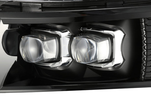 AlphaRex 07-13 Chevy 1500HD(NewBody) NOVA LED Proj Headlight Plank Sty Glos Blk w/Activ Lite/Seq Sig