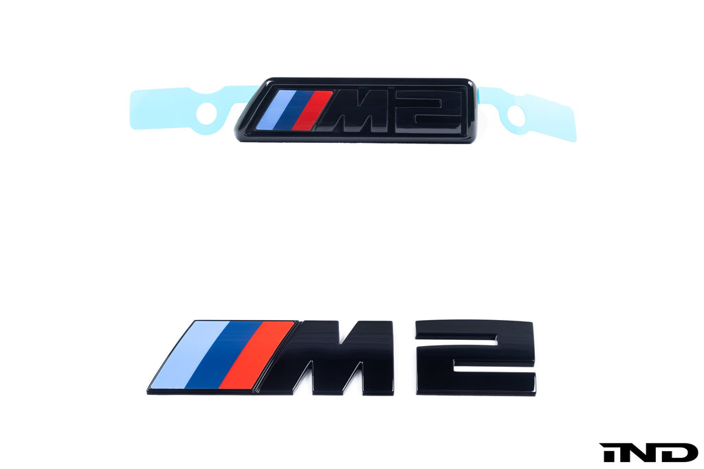 IND G87 M2 Gloss Black Painted Front Grille and Trunk Emblem Set