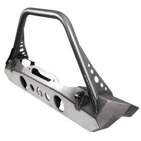 Artec Industries Jeep JK Bare Steel Nighthawk Mid-Tube Stinger Front Bumper w/ Alum Skid Bare Steel