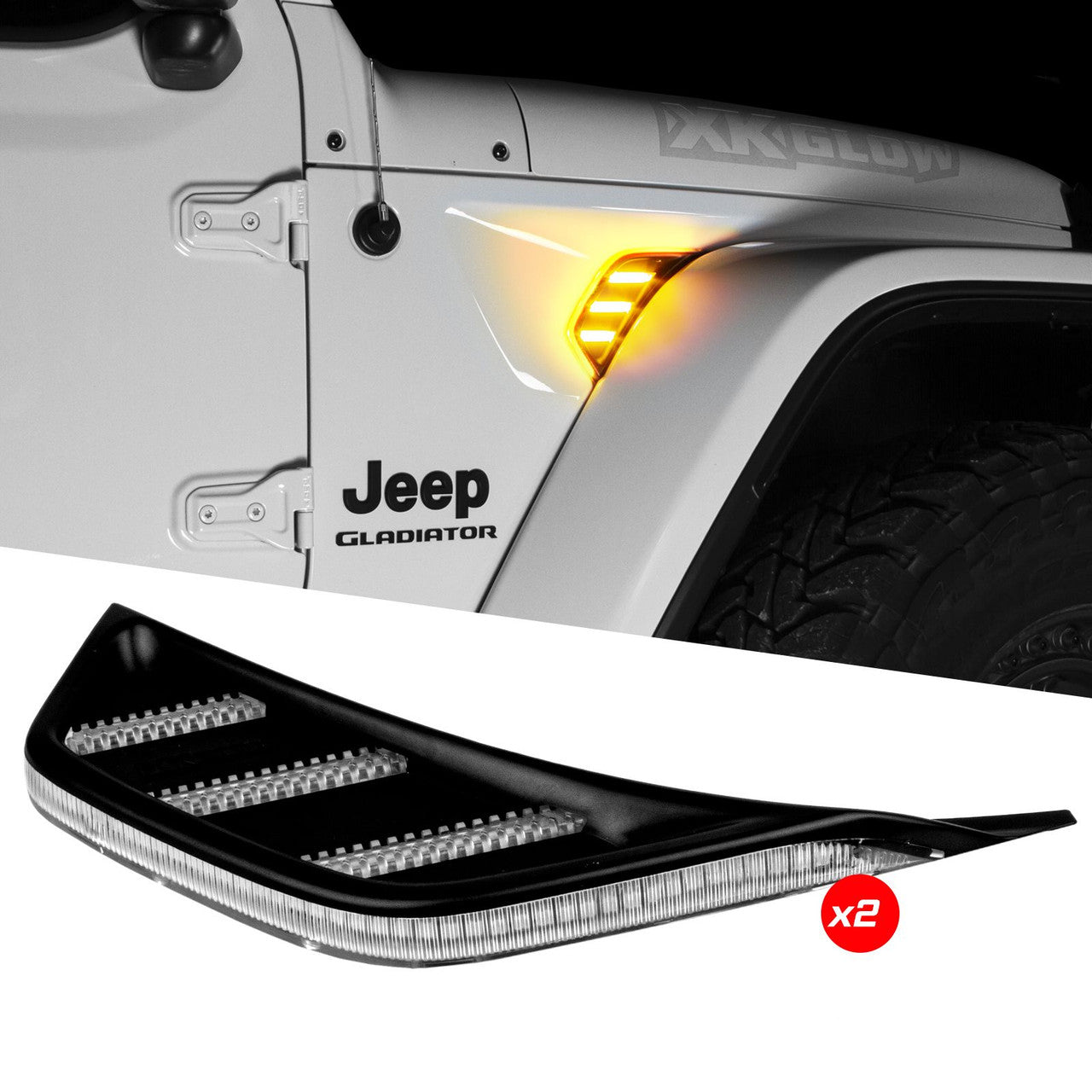 XK Glow Amber Jeep Air Vent Light w/ Turn Signal & Running Light - 0