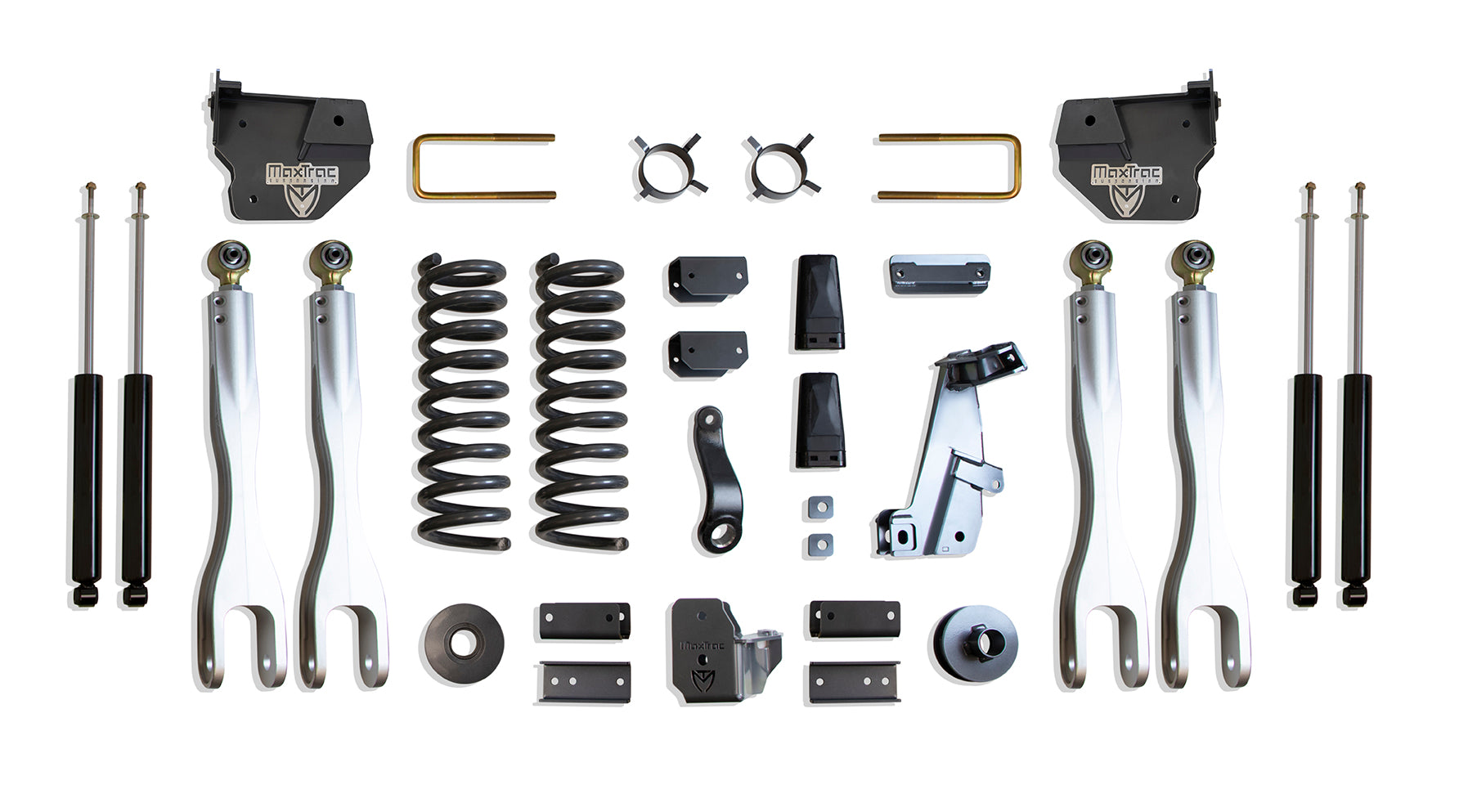 MaxTrac 14-18 RAM 2500 4WD 6in/3in MaxPro Coil Lift Kit w/4-Link Arms & MaxTrac Shocks