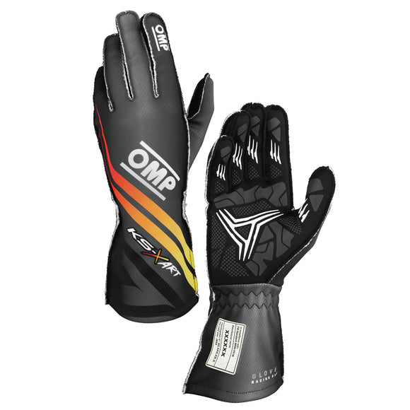 OMP KS-X ART GLOVES my2025 FIA 8877-2022 BLACK/YELLOW/RED SZ XS