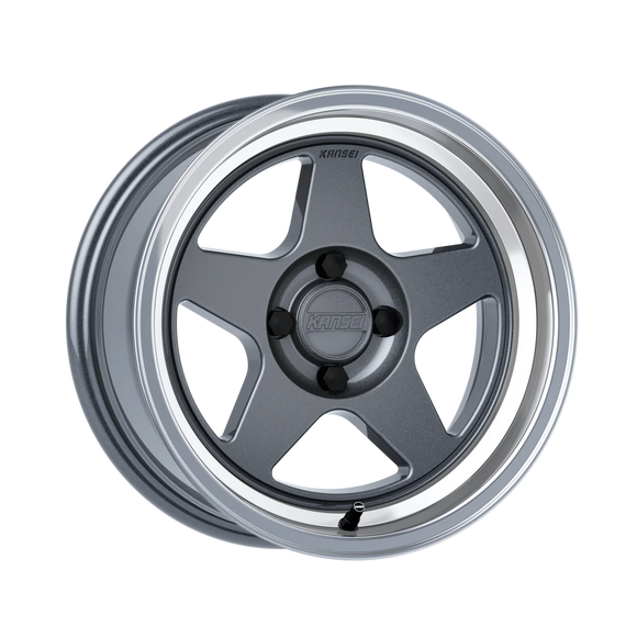 Kansei KNP 15x7in / 4x100 BP / 0mm Offset / 73.1mm Bore - Gloss Gunmetal w/ Machined Lip