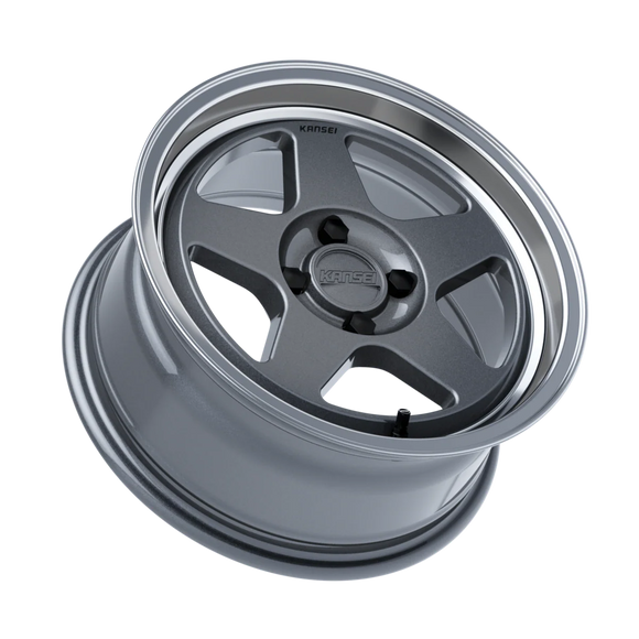 Kansei KNP 15x7in / 4x100 BP / 0mm Offset / 73.1mm Bore - Gloss Gunmetal w/ Machined Lip