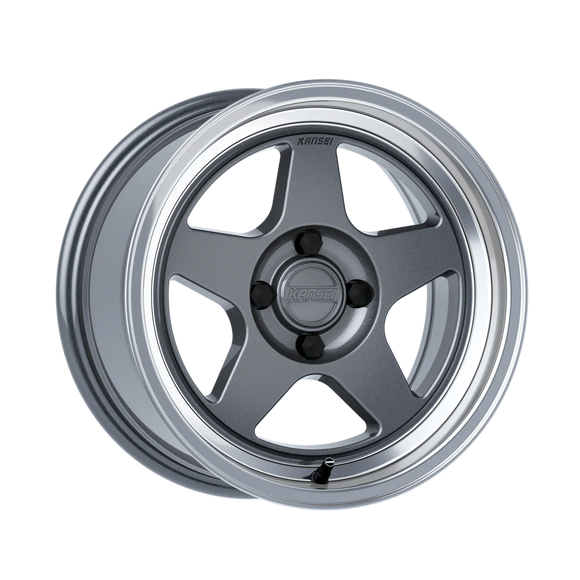 Kansei K12GM Knp 15x8in / 4x100 BP / 25mm Offset / 73.1mm Bore - Gloss Gunmetal Machined Lip Wheel