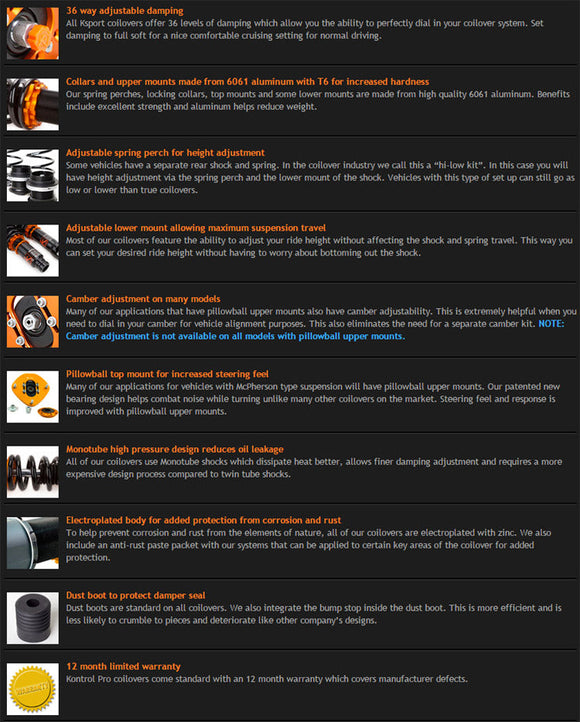 KSPORT KONTROL PRO KP COILOVERS DAMPER KIT | B8 AUDI A4 QUATTRO