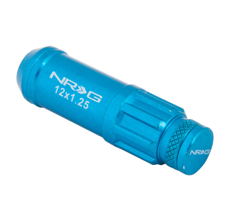 NRG 700 Series M12 X 1.25 Steel Lug Nut w/Dust Cap Cover Set 21 Pc w/Locks & Lock Socket - Blue - 0
