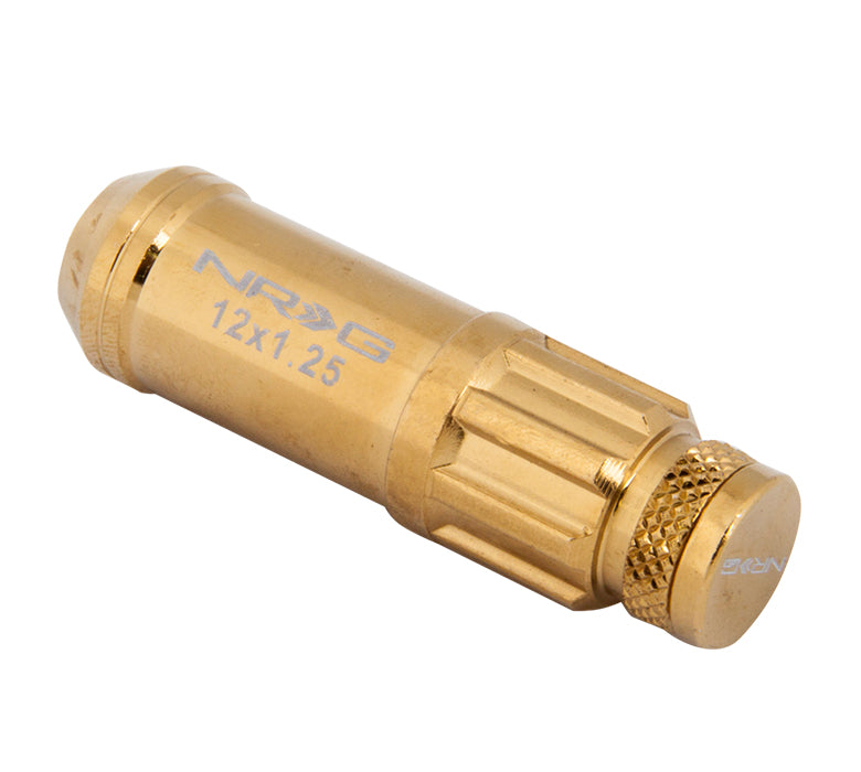NRG 700 Series M12 X 1.25 Steel Lug Nut w/Dust Cap Cover Set 21 Pc w/Locks & Socket - Chrome Gold - 0