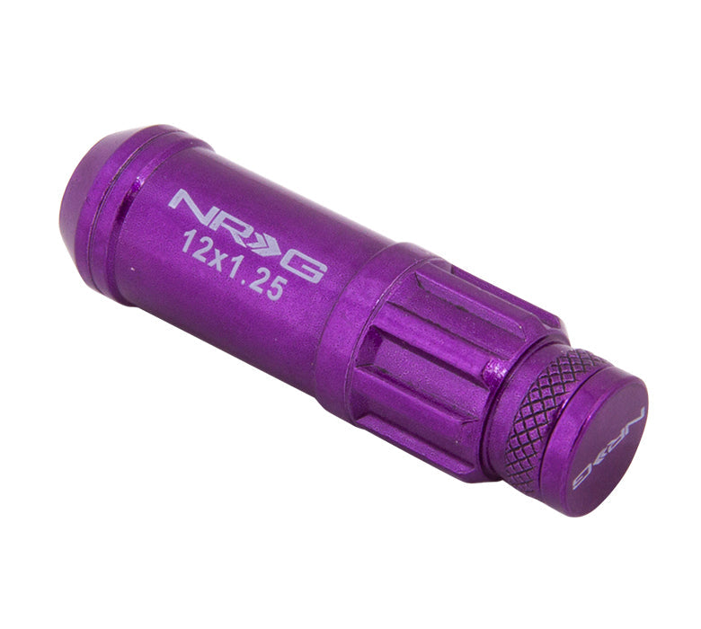 NRG 700 Series M12 X 1.25 Steel Lug Nut w/Dust Cap Cover Set 21 Pc w/Locks & Lock Socket - Purple - 0