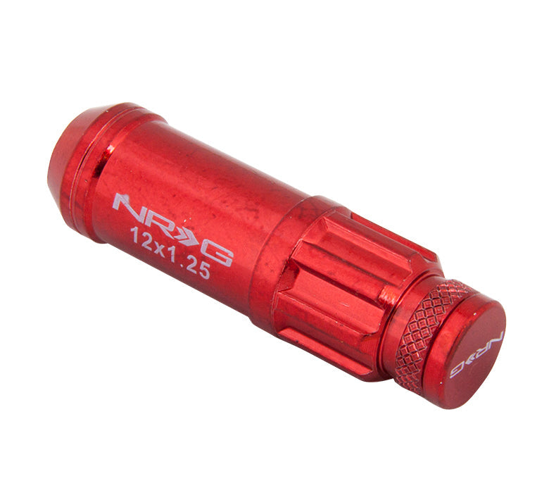 NRG 700 Series M12 X 1.25 Steel Lug Nut w/Dust Cap Cover Set 21 Pc w/Locks & Lock Socket - Red - 0