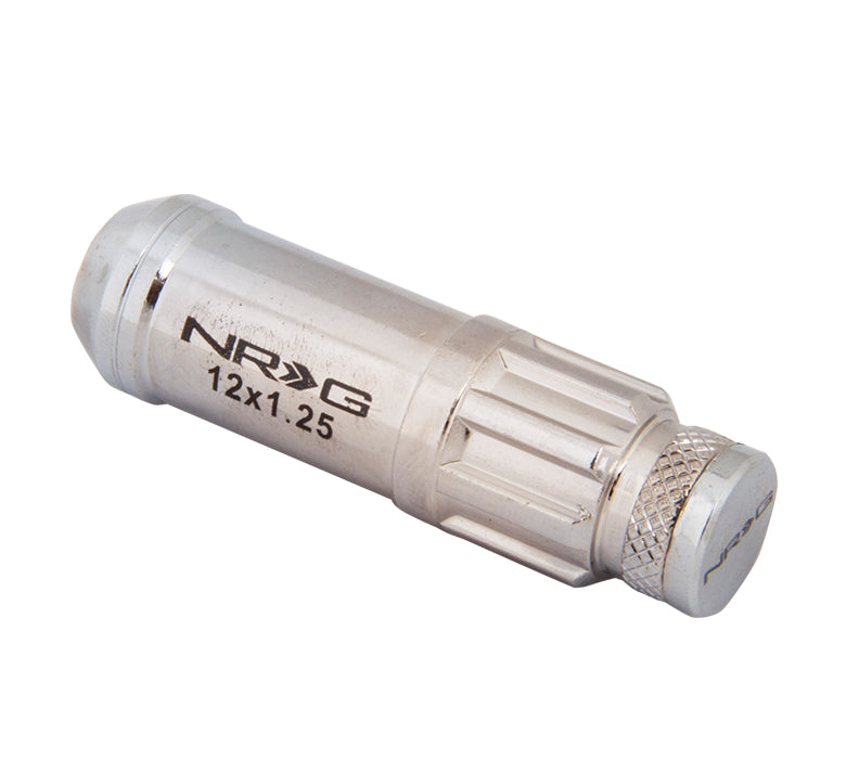 NRG 700 Series M12 X 1.25 Steel Lug Nut w/Dust Cap Cover Set 21 Pc w/Locks & Lock Socket - Silver - 0