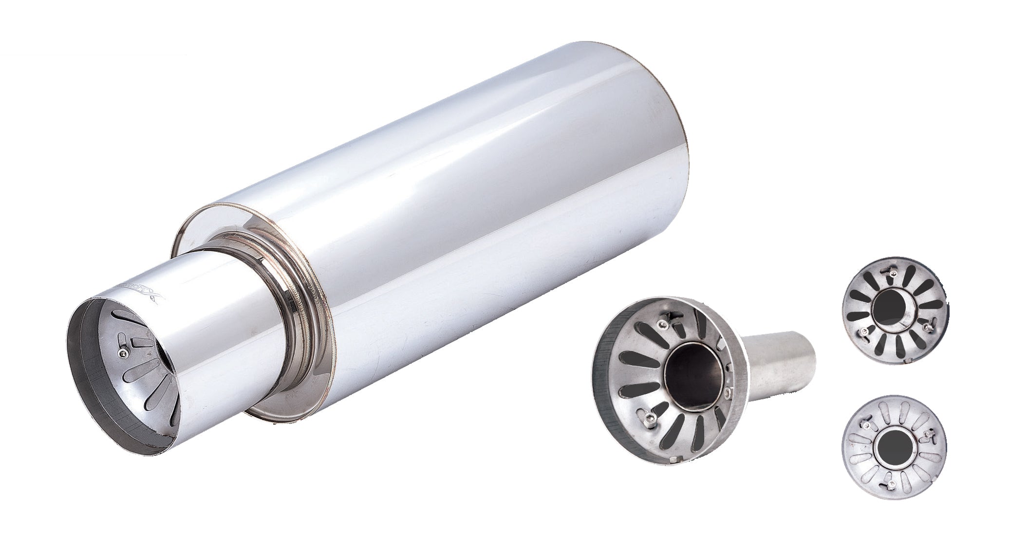 Xforce 6 Inch Round Cannon Muffler 2.5 Inch Inlet