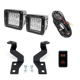 Cali Raised 03-09 Toyota 4Runner Low Profile Ditch Light Brackets Kit - Brackets W/ 3X2 18W Switch