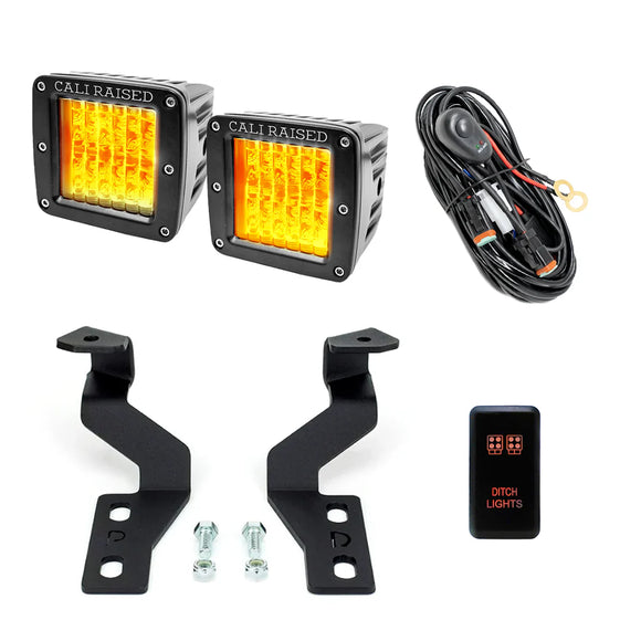 Cali Raised 03-09 Toyota 4Runner Low Profile Ditch Light Brackets Kit - Brackets Switch