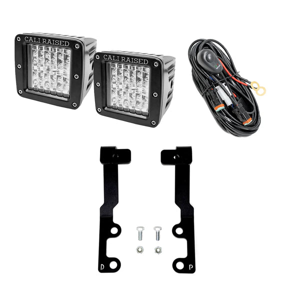 Cali Raised 2022+ Toyota Tundra Low Profile Ditch Light Brackets Kit - 2 3X2 18W Led Pods/No Switch