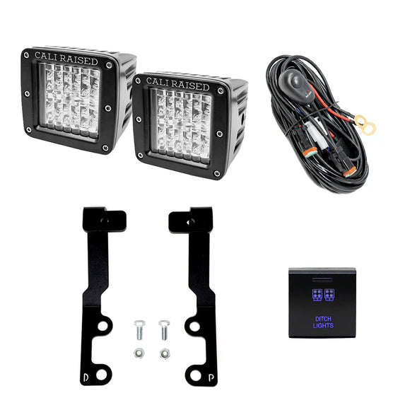 Cali Raised 2022+ Toyota Tundra Low Profile Ditch Light Brackets Kit - 2 3X2 18W Led Pods