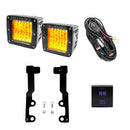 Cali Raised 2022+ Toyota Tundra Low Profile Ditch Light Brackets Kit - Amber Led Pods/OEM Switch-1