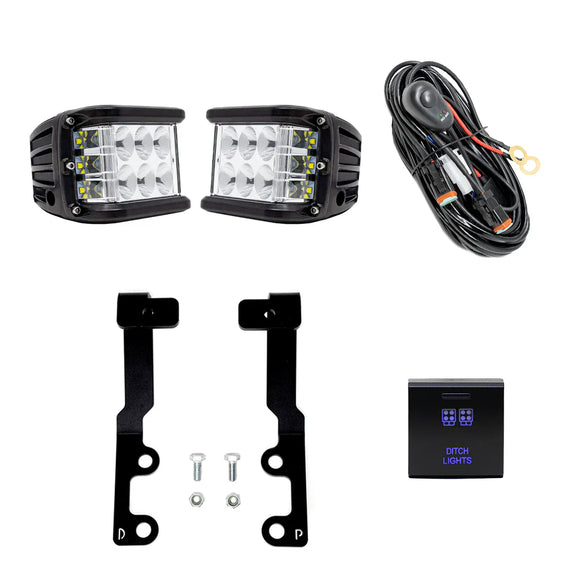 Cali Raised 2022+ Toyota Tundra Low Profile Ditch Light Brackets Kit - Side Proj Led Pods Switch