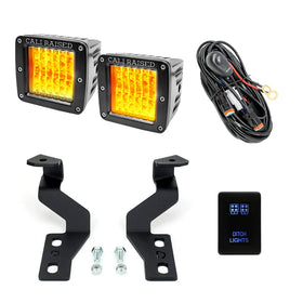 Cali Raised 14-21 Toyota Tundra Low Profile Ditch Light Brackets Kit - Blue Backlight - Small