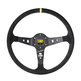 OMP Corsica Steering Wheel - Black Suede/Black Anodized Spokes