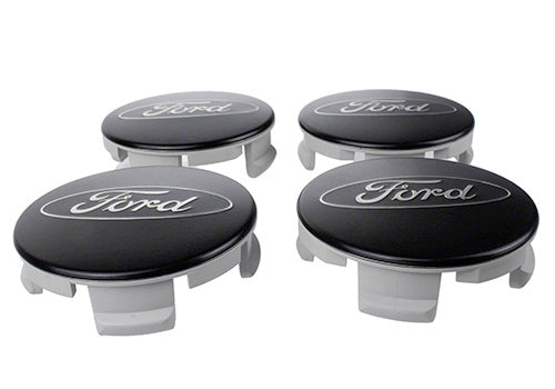 Ford Racing Ford Car Black & Chrome Wheel Center Cap Kit - Satin