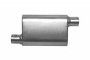 Gibson CFT Superflow Offset/Offset Oval Muffler - 4x9x18in/2.25in Inlet/2.25in Outlet - Stainless-1