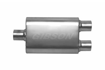 Gibson CFT Superflow Center/Dual Oval Muffler - 4x9x13in/2.25in Inlet/2.25in Outlet - Stainless