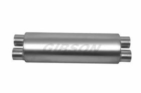 Gibson SFT Superflow Dual/Dual Round Muffler - 8x24in/3in Inlet/2.5in Outlet - Stainless