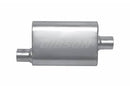 Gibson MWA Superflow Offset/Center Oval Muffler - 4x9x14in/2.25in Inlet/2.25in Outlet - Stainless-1