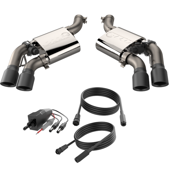 QTP 16-18 Chevrolet Camaro SS 6.2L 304SS Screamer Axle Back Exhaust Tip w/3.5in Quad Black Tips