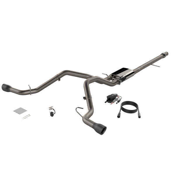 QTP 14-18 Chevy Silverado 1500 4.8L/5.3L EC/CC SB 304SS Screamer Cat-Back Rear Exit w/4.5in Blk Tips