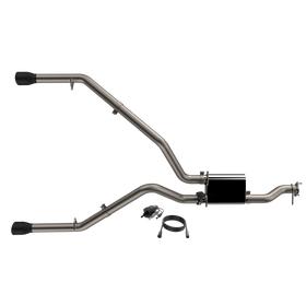 QTP 19-20 Ram 1500 304SS Screamer Cat-Back Exhaust Rear Split Exit w/4.5in Black Tips - 0