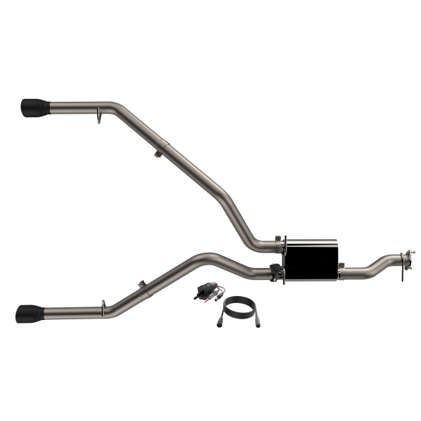QTP 19-20 Ram 1500 304SS Screamer Cat-Back Exhaust Rear Split Exit w/4.5in Black Tips - 0