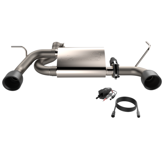 QTP 07-18 Jeep Wrangler 3.6L/3.8L 304SS Screamer Axle Back Exhaust w/4in Black Tips
