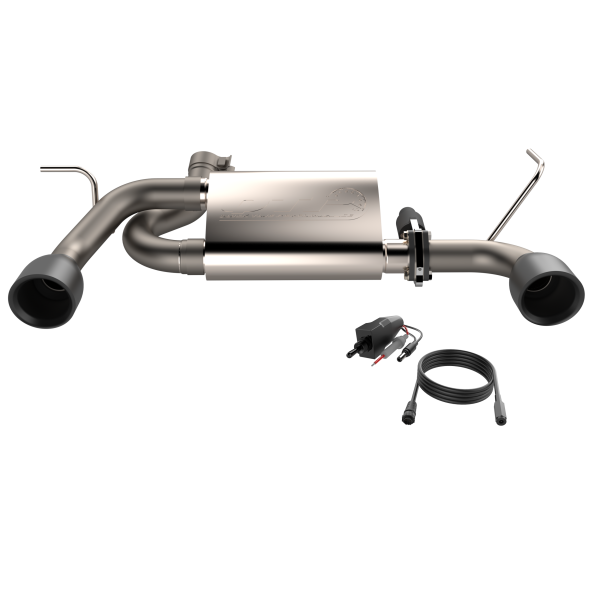 QTP 07-18 Jeep Wrangler 3.6L/3.8L 304SS Screamer Axle Back Exhaust w/4in Black Tips - 0