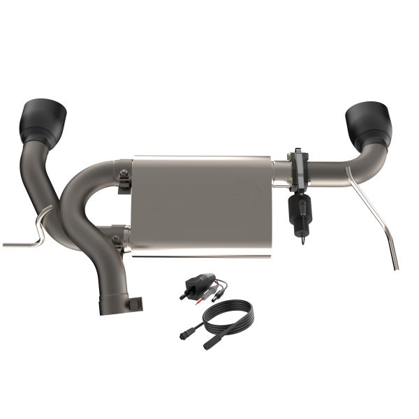 QTP 07-18 Jeep Wrangler 3.6L/3.8L 304SS Screamer Axle Back Exhaust w/4in Black Tips