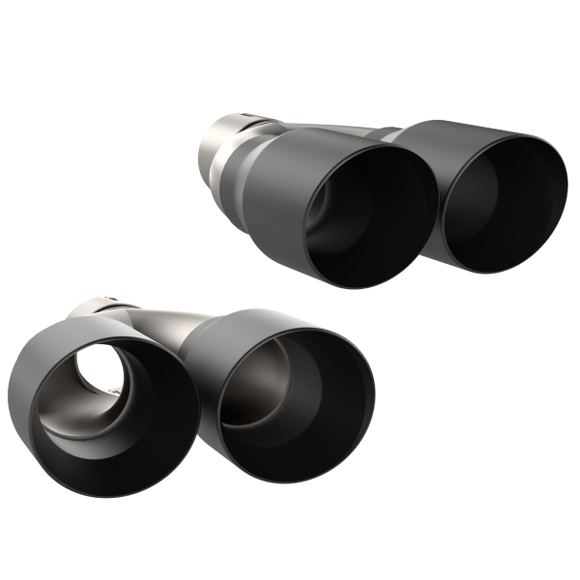 QTP 15-18 Dodge Challenger 5.7L 304SS Screamer Exhaust 3in Quad Tip Adapter w/Black Tips