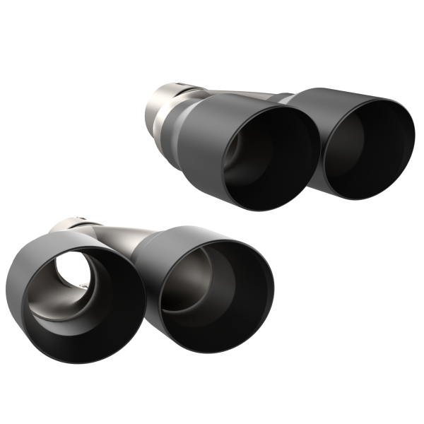 QTP 15-18 Dodge Challenger 5.7L 304SS Screamer Exhaust 3in Quad Tip Adapter w/Black Tips
