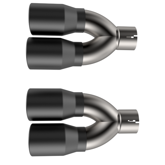 QTP 15-18 Dodge Challenger 5.7L 304SS Screamer Exhaust 3in Quad Tip Adapter w/Black Tips