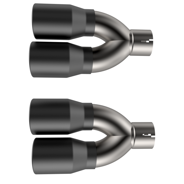 QTP 15-18 Dodge Challenger 5.7L 304SS Screamer Exhaust 3in Quad Tip Adapter w/Black Tips - 0