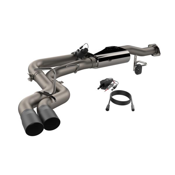 QTP 15-18 Ford F-150 CC/EC Standard Bed 304SS Screamer Cat-Back Exhaust w/3.5in Black Tips