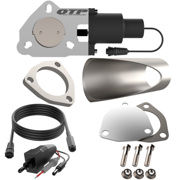 QTP Single 2.25in Electric Valve / Wiring / 1 Toggle Switch / 1 2.25in DIY Cutout Pipe